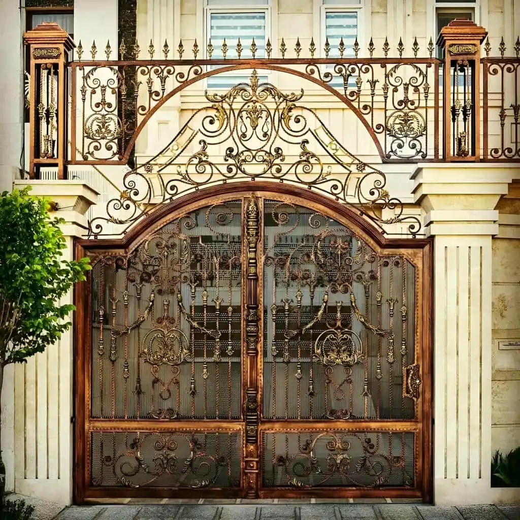 درب فلزی ورود به ویلا طرح چوب