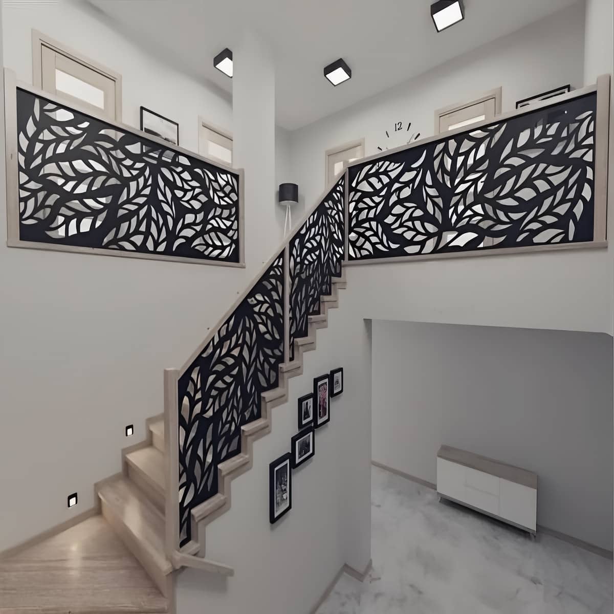 نرده CNC مدرن مینیمال با فریم فلزی ساده