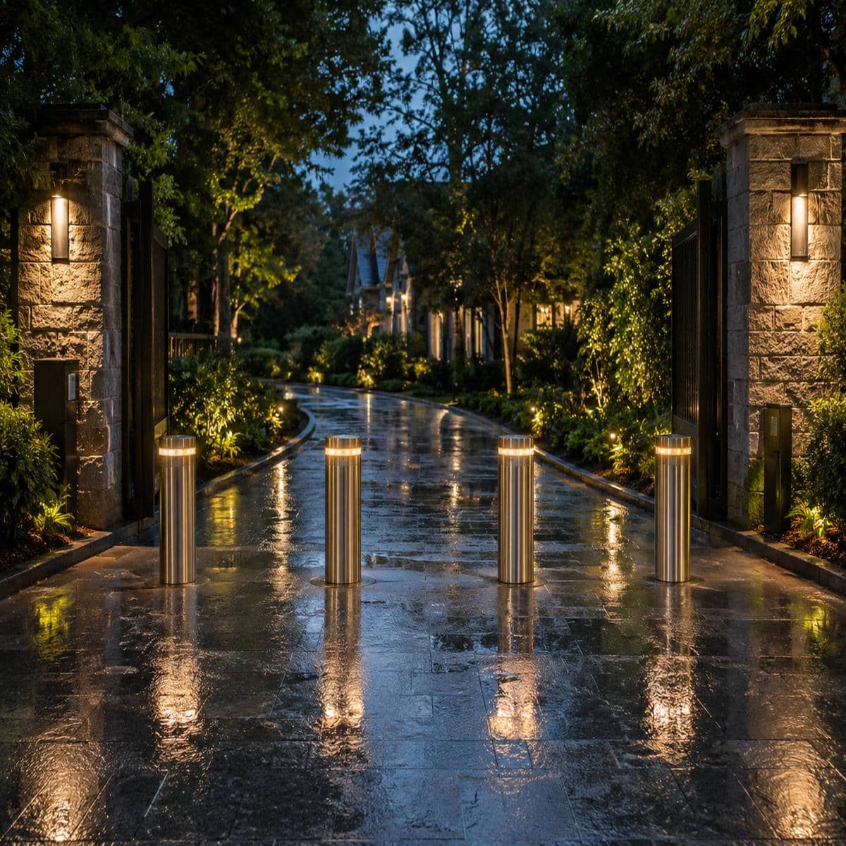 راهبند ستونی با محفظه نصب زمینی