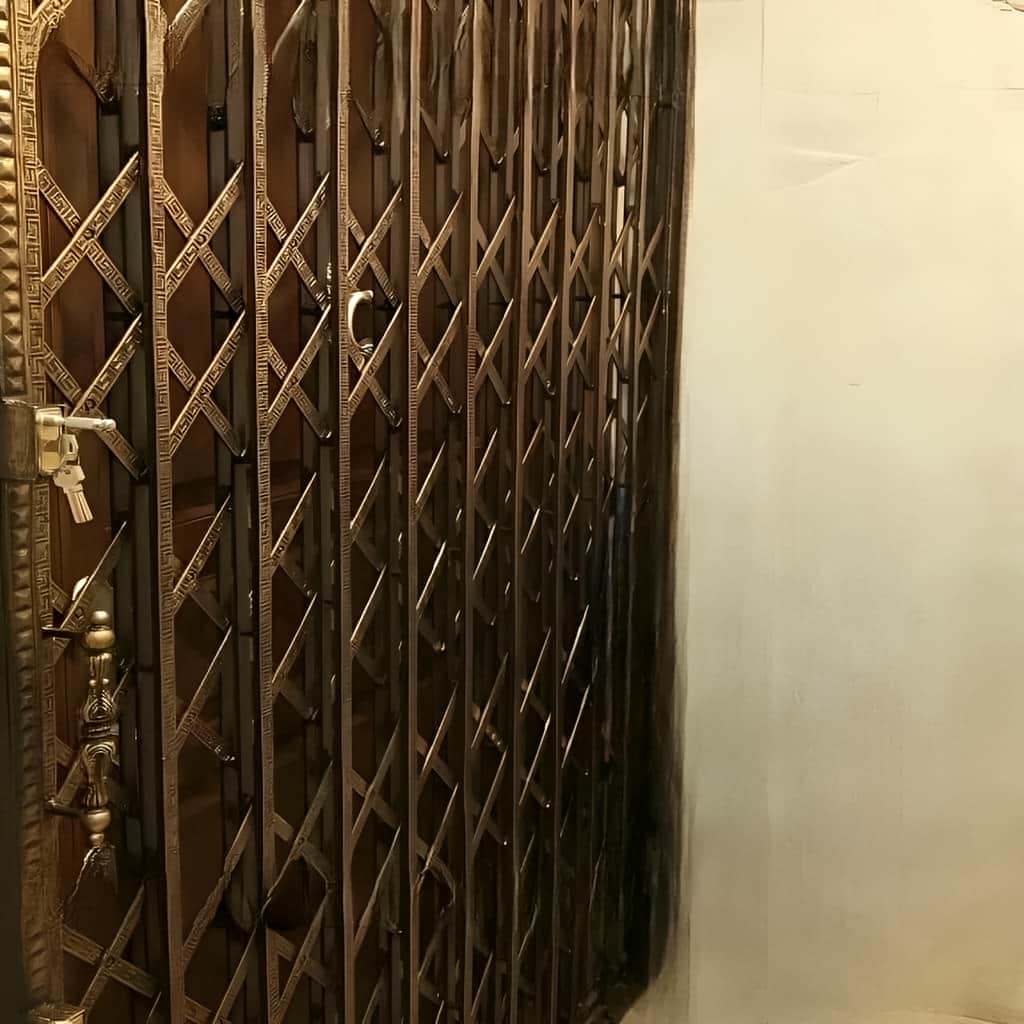نصب درب آکاردئونی طلایی سلطنتی روی چهارچوب فلزی