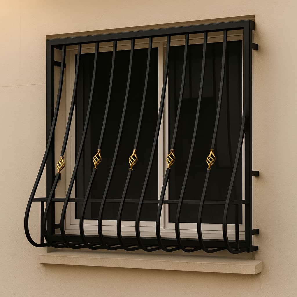 قیمت حفاظ پنجره سفید طلایی نمای سنگ بر اساس ابعاد و مدل سفارش