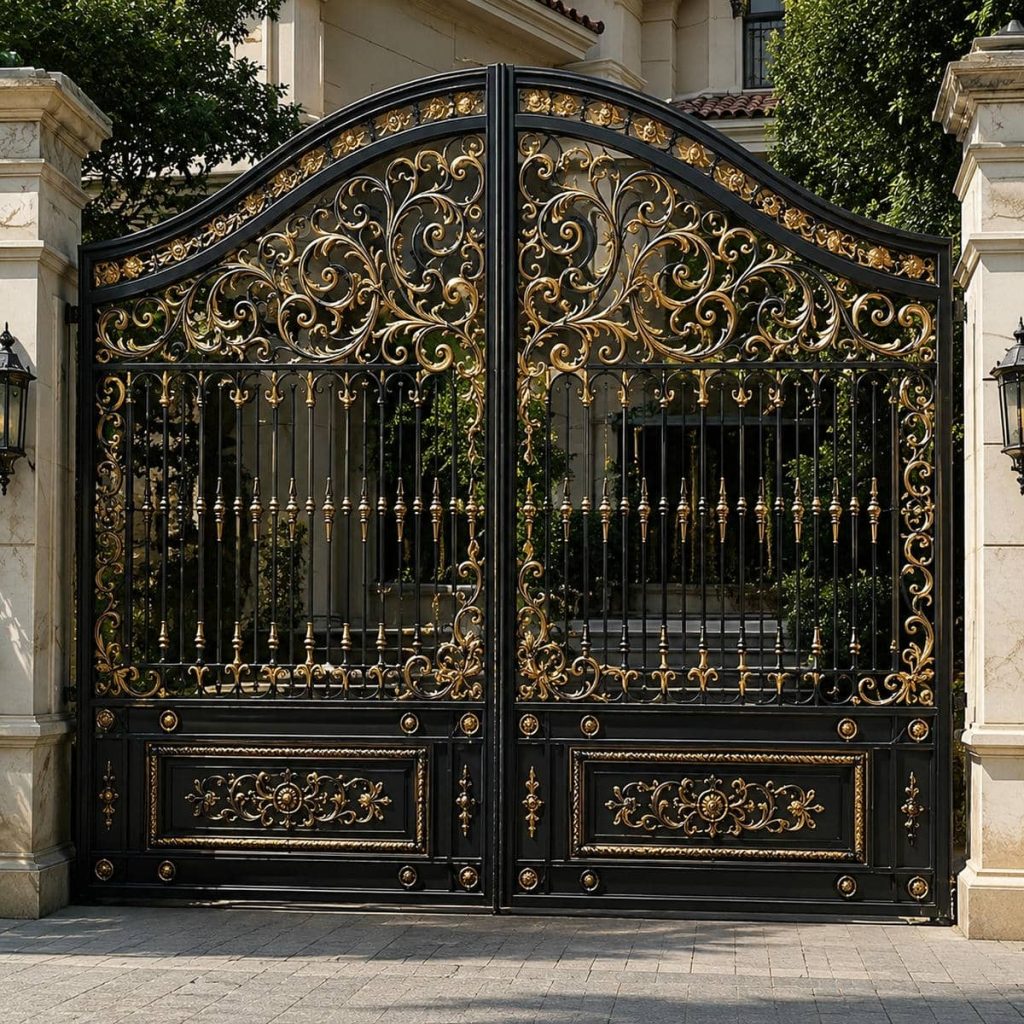 فروش درب ویلایی شیشه خور فریم آهنی برای ورودی باغ