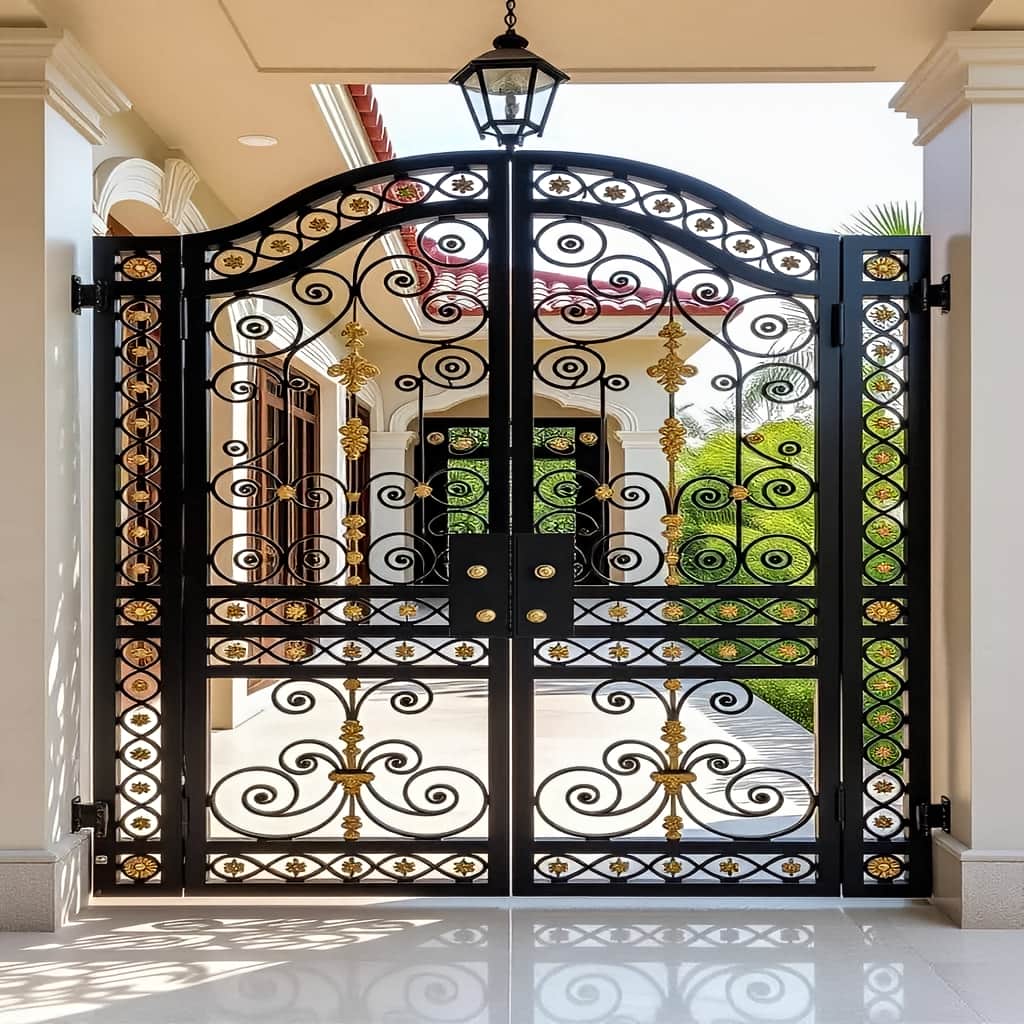 خرید درب حیاط لولایی ستون دار با طرح مدرن