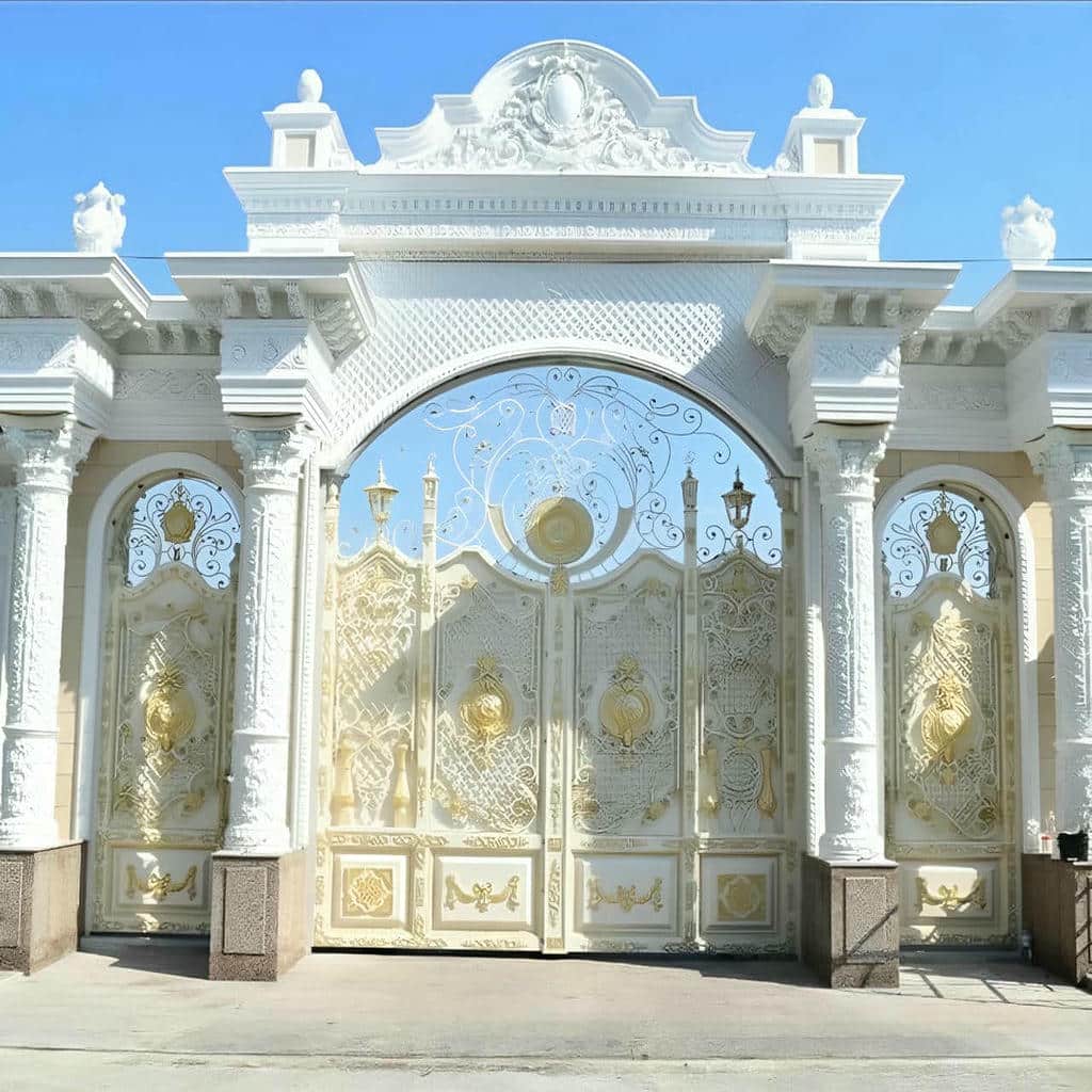 ساخت درب ویلایی برش لیزری طرح هندسی با رنگ ضدزنگ