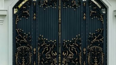 6 طرح درب حیاط لولایی ستون دار