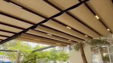 سقف متحرک پارچه ای نمای کلاسیک