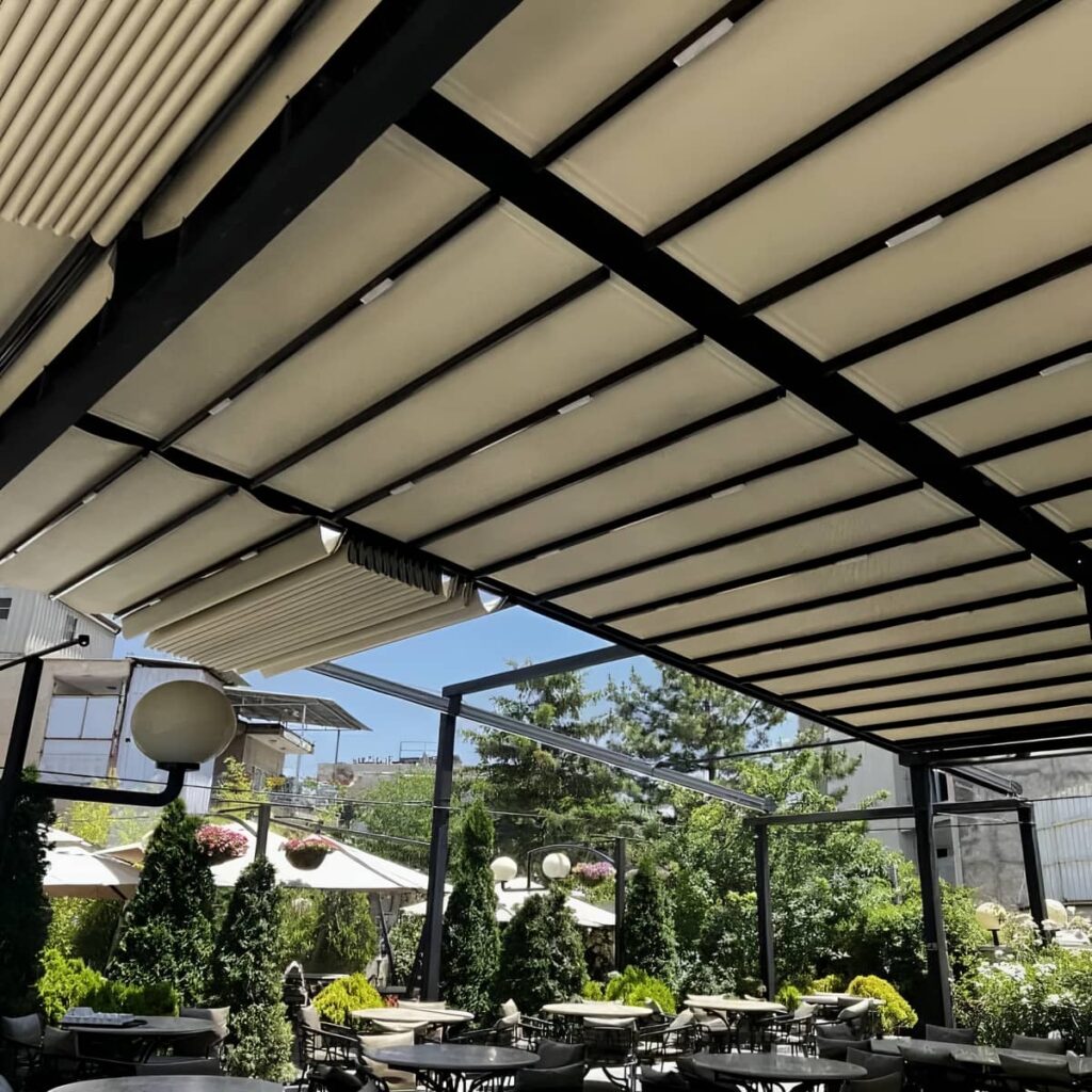 سایبان ریموت دار نمای ساختمان
