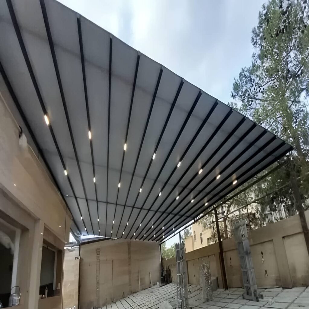 سقف متحرک پارچه ای رنگ هماهنگ نما