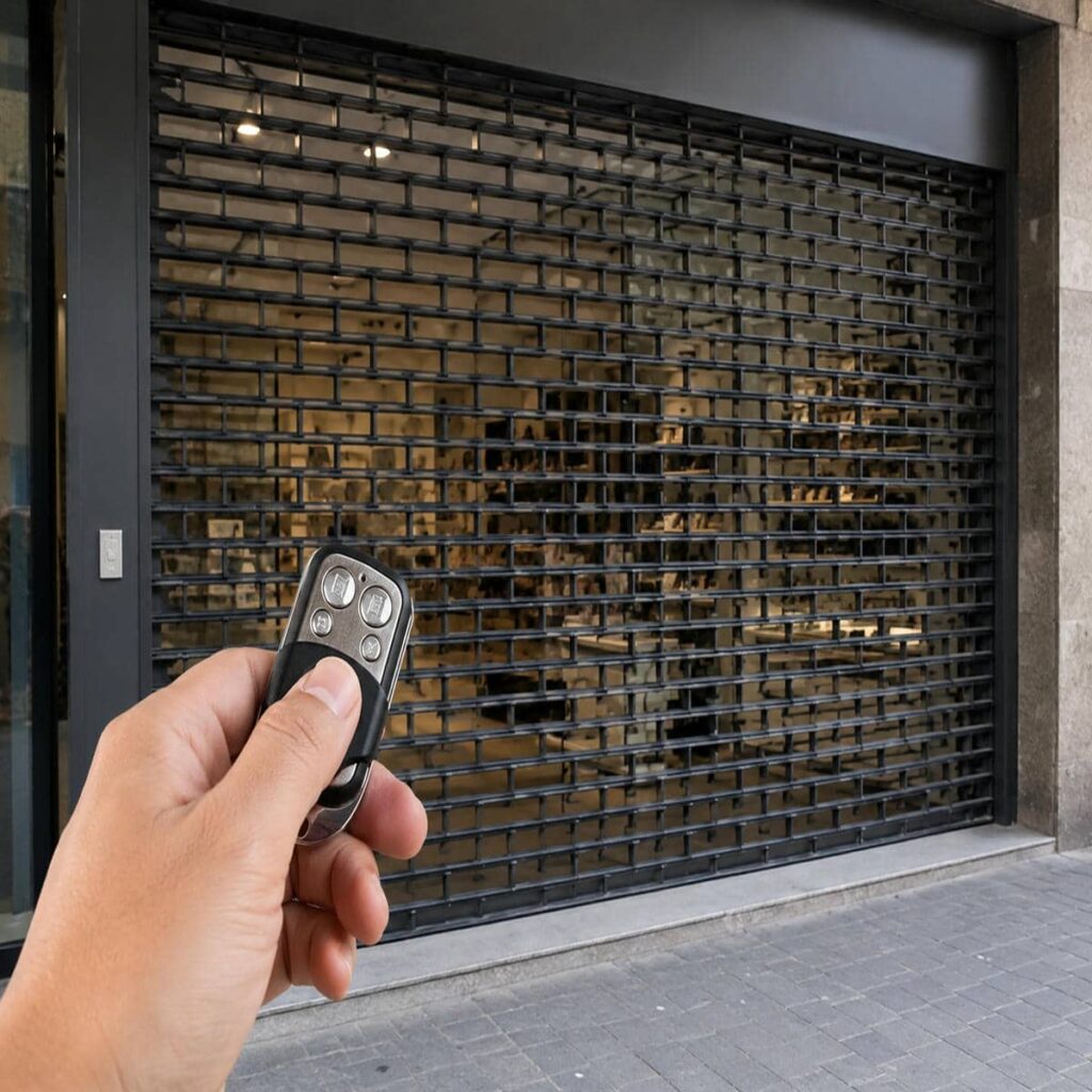 کرکره ریموت دار سفارشی رنگ هماهنگ نما