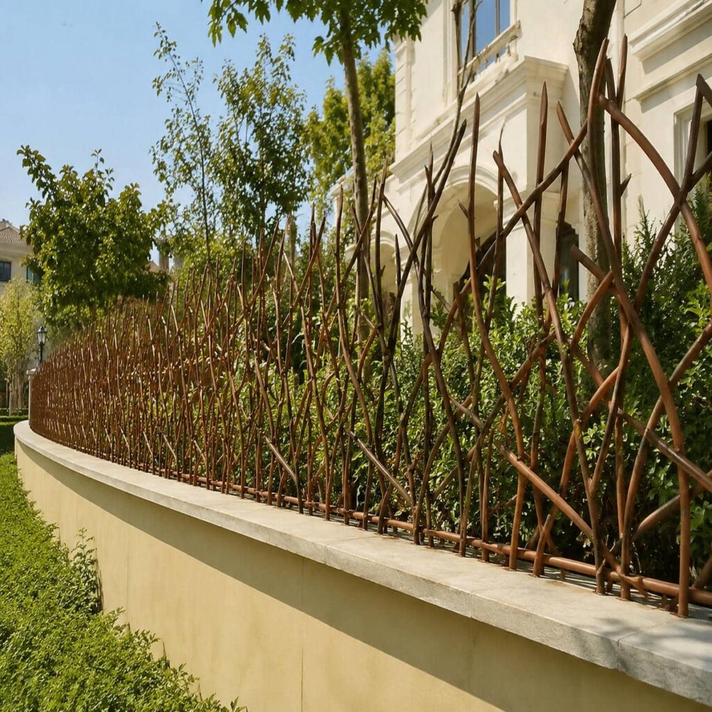 نرده روی دیوار فلزی با طرح کلاسیک