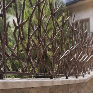 نرده آهنی روی دیوار باریک با طراحی فلزی